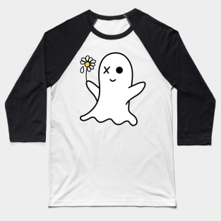 Ghost Holding Daisy Baseball T-Shirt
